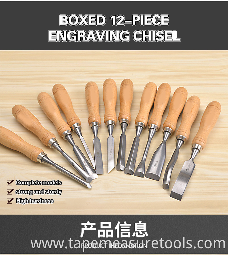 Probon Various Styles CRV Double Color Durable Woodwork Wood Carving Chisel Set